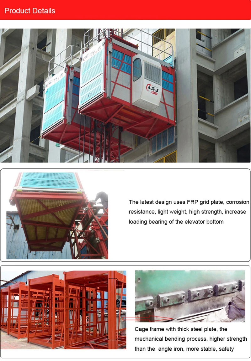 High Security Performance Sc 200/200 0-33m/Min Construction Hoist